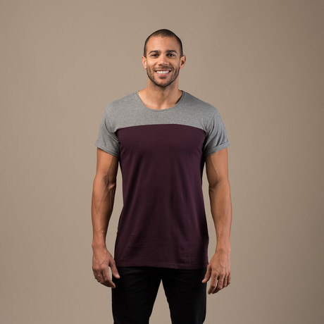 Billy 2 Tone Tee // Charcoal + Oxblood (S)