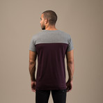 Billy 2 Tone Tee // Charcoal + Oxblood (S)