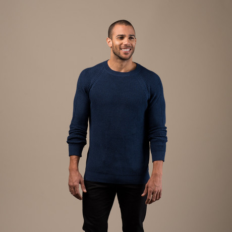 Waffle Knit Sweater // Cobalt (S)