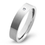 Titanium & Diamond Brushed Flat Comfort Fit Ring (Size 7)