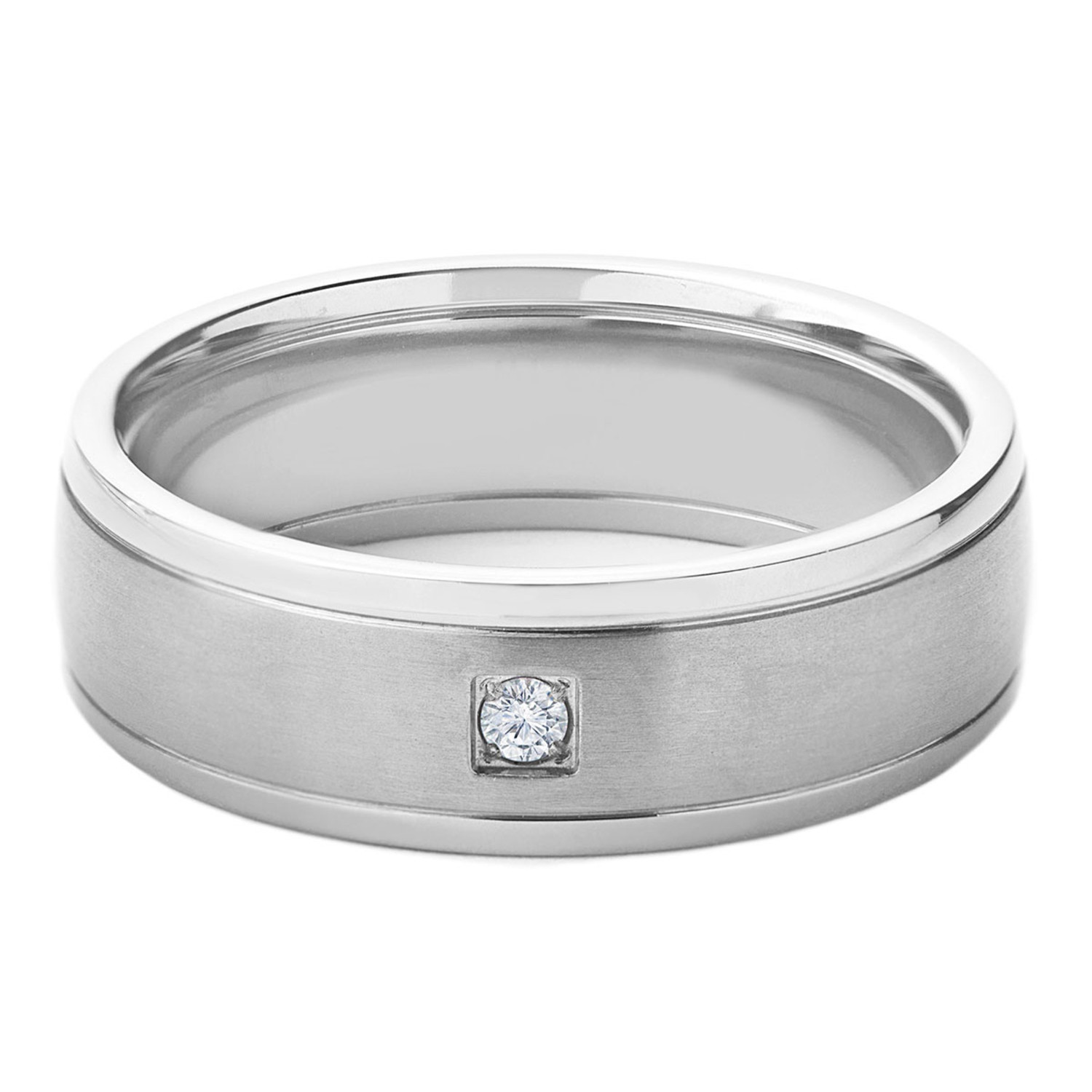 Titanium & Diamond Brushed Comfort Ring (Size 7) - Crucible - Touch of ...