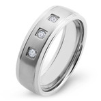 Titanium & Diamond Brushed Comfort Fit Ring (Size 11)