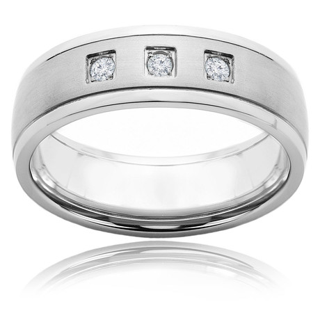 Titanium & Diamond Brushed Comfort Fit Ring (Size 11)