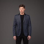 Jacob Holston // Jansen Jersey Blazer with Leather Piping // Navy (S)