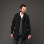 Berlin Leather Piping Trench Coat // Black (M)