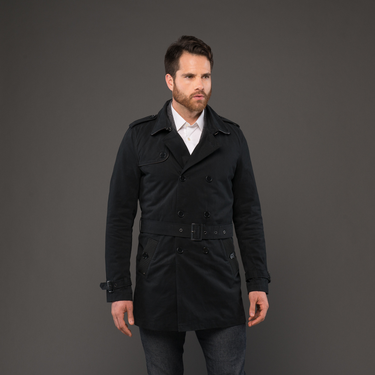 Berlin Leather Piping Trench Coat // Black (M) - Apparel Clearance ...