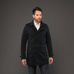 Berlin Leather Piping Trench Coat // Black (M)