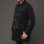 Berlin Leather Piping Trench Coat // Black (M)