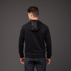 Jacob Holston // Munich Leather Hooded Zip Up Sweater // Black  (S)