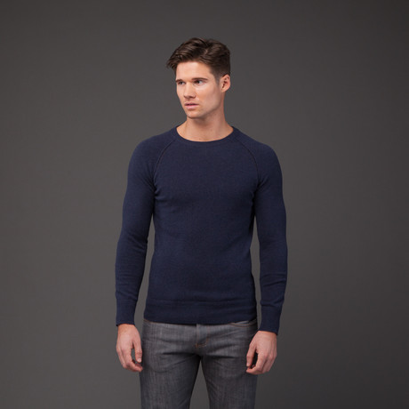 Jacob Holston // Matt 100% Cashmere Crew Neck Sweater // Navy  (S)