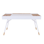 Kasper Desk Study Table (White Lacquer + Natural Oak)