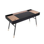 Kasper Desk Study Table (White Lacquer + Natural Oak)