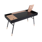 Kasper Desk Study Table (White Lacquer + Natural Oak)