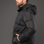 Roberto Cavalli Down Hooded Puffer Jacket with Tiger Interior // Black (Euro: 46)