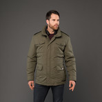 Valentino // Double Layer Coat with Hideaway Hood // Olive (Euro: 47)