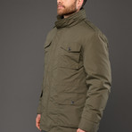 Valentino // Double Layer Coat with Hideaway Hood // Olive (Euro: 47)