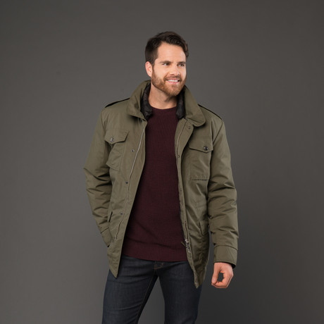 Valentino // Double Layer Coat with Hideaway Hood // Olive (Euro: 47)