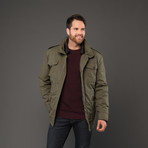 Valentino // Double Layer Coat with Hideaway Hood // Olive (Euro: 47)