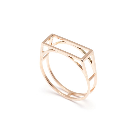 Cuboid Wire Ring // Gold (Size 5)