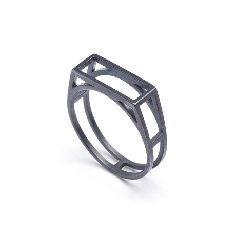 Cuboid Wire Ring // Silver (Size 5)