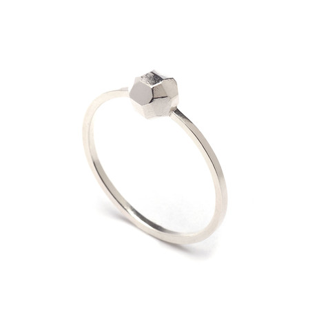 Faceted Ball Ring // Large Silver (Size 5)
