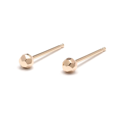 Solid Faceted Ball Stud // Gold