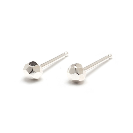 Solid Faceted Ball Stud // Polished Silver