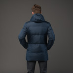 Roberto Cavalli Down Hooded Puffer Jacket with Tiger Interior // Navy (Euro: 46)