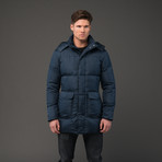 Roberto Cavalli Down Hooded Puffer Jacket with Tiger Interior // Navy (Euro: 46)