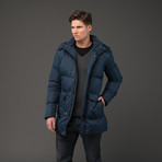 Roberto Cavalli Down Hooded Puffer Jacket with Tiger Interior // Navy (Euro: 46)