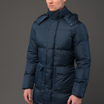 Roberto Cavalli Down Hooded Puffer Jacket with Tiger Interior // Navy (Euro: 46)