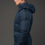Roberto Cavalli Down Hooded Puffer Jacket with Tiger Interior // Navy (Euro: 46)