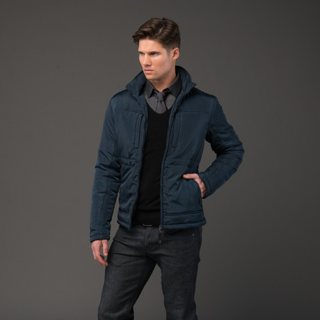 Roberto Cavalli // Puffer Jacket With Tiger Interior // Navy  (Euro: 47)