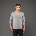 Atmos Long Sleeve V-Neck T-Shirt // Grey (XL)