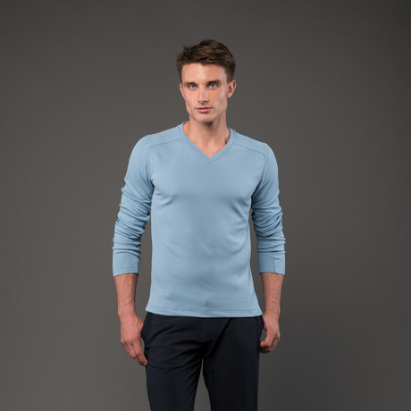 Aeon V-neck Shirt // Smoke Blue (S)