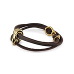 Eagle Skull Bracelet // Bronze (Black Leather)