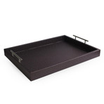 Ostrich Leather Tray With Handles (Black)