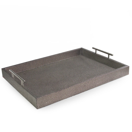 Leather Tray With Handles // Silver