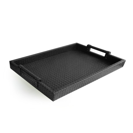 Leather Tray With Handles (Black)