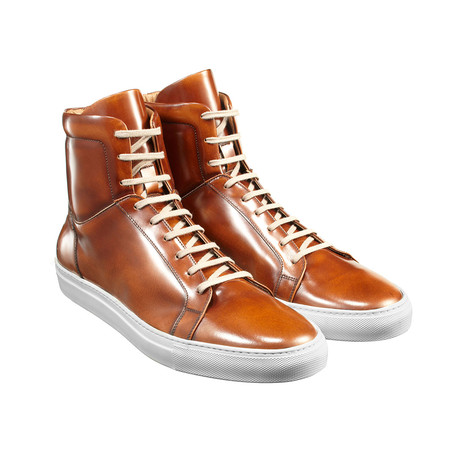 Gold Stamped Cordovan Leather High Tops // Camel (Euro: 40)