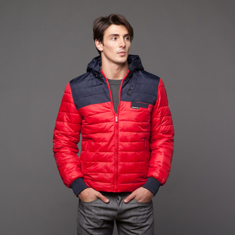 Members Only // Down Colorblock Puffer // Red (S)