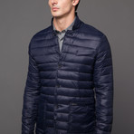 Down Button Front Blazer // Navy (L)