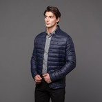 Down Button Front Blazer // Navy (L)