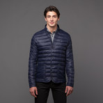 Down Button Front Blazer // Navy (L)