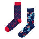 Blue Arrows + Roses Sock Combo // Set of 2