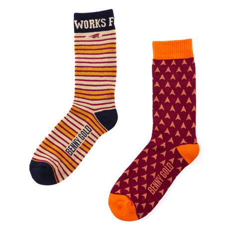 Red Works + Arrows Sock Combo // Set of 2