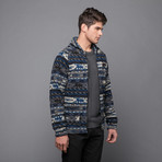 Cunningham Grey Aztec Shawl Collar Sweater (M)