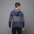 Morse Zip Up Fleece Stripe Hoodie (L)