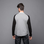 Booth Heather Grey Contrast Sleeve Crew Neck T (M)