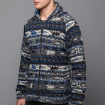 Cunningham Grey Aztec Shawl Collar Sweater (M)